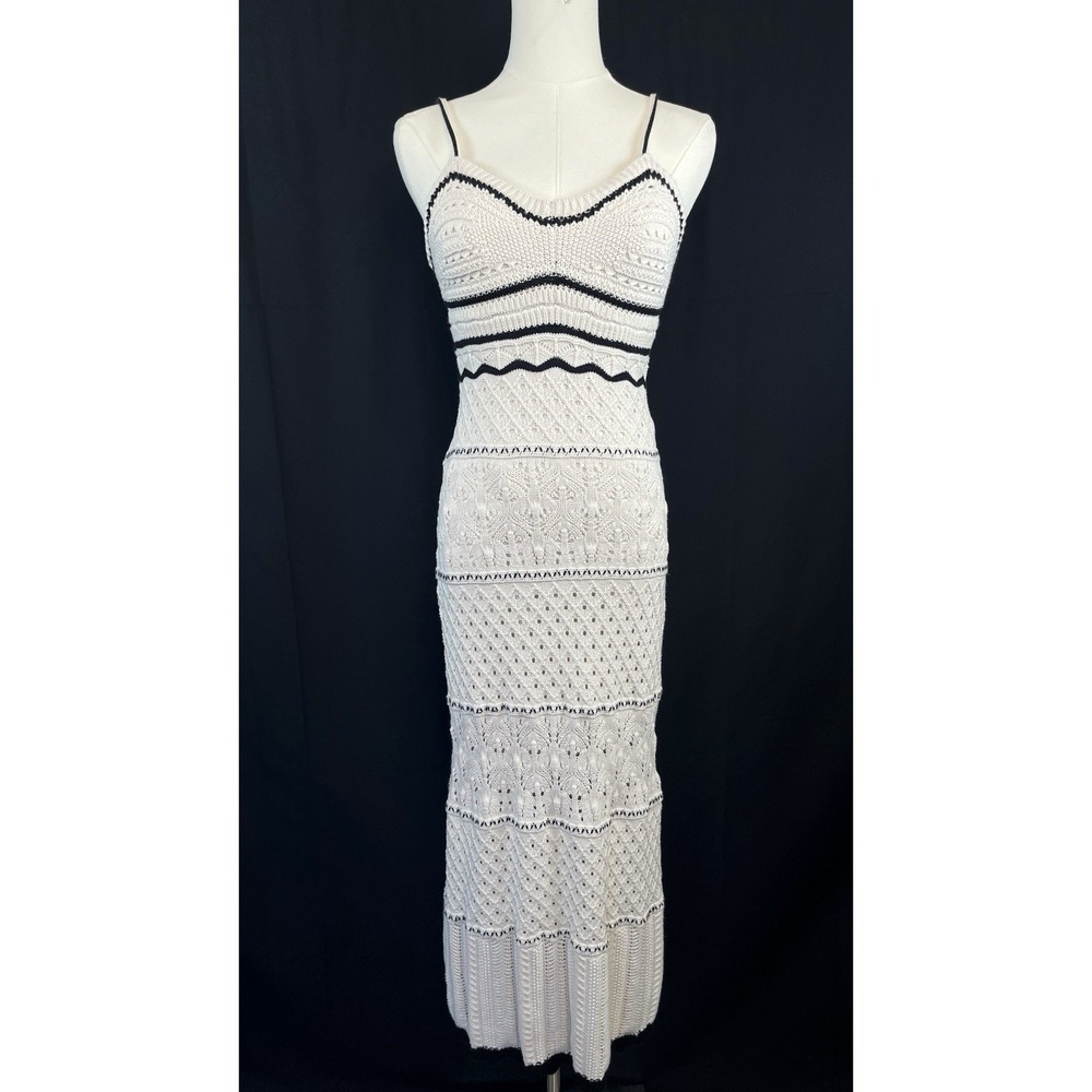 Olive + Oak Womens Boho Crochet Knit Maxi Dress Size M‎ Cottage Hippie Beach